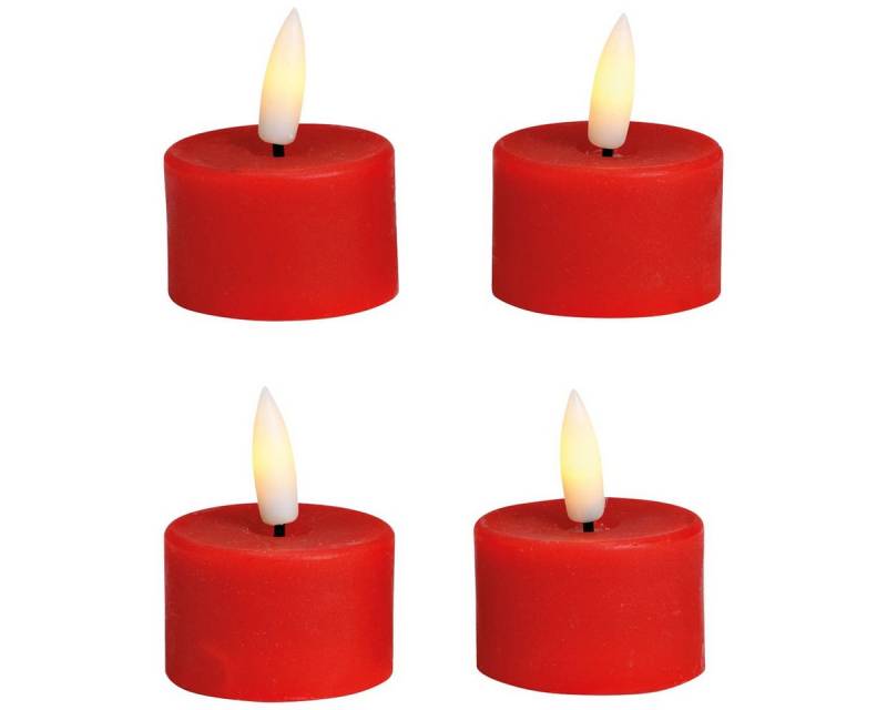matches21 HOME & HOBBY LED-Kerze LED Teelichter 4er Set Echtwachs Teelicht-Kerzen flackernd rot 4 cm (1-tlg), Echtwachskerze praktisch mit Timerfunktion von matches21 HOME & HOBBY