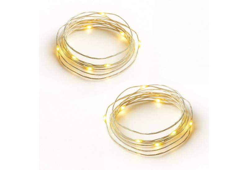 matches21 HOME & HOBBY LED-Lichterkette Mini Lichterkette 1 m, 20 LED Timer Batterie warmweiß innen, 20-flammig, Micro Draht Beleuchtung Indoor Leuchtdeko von matches21 HOME & HOBBY