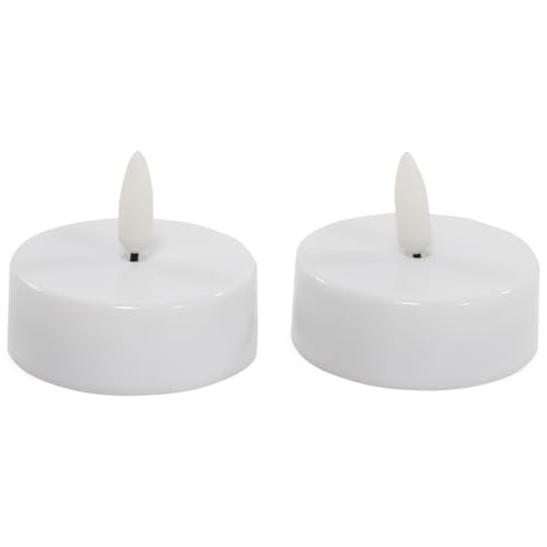 matches21 HOME & HOBBY LED Teelichter 2er Set Timerfunktion 6 / 18H - Kerze realistisch flackernde Flamme warmweiß Ø 6 x 4,5 cm - Elektrische Wachskerze in Weiß als gemütliche Tischdeko matches21 HOME & HOBBY LED Teelichter 2er Set Timerfunktion 6 / 18H - Kerze realistisch flackernde Flamme warmweiß Ø 6 x 4,5 cm - Elektrische Wachskerze in Weiß als gemütliche Tischdeko von matches21 HOME & HOBBY