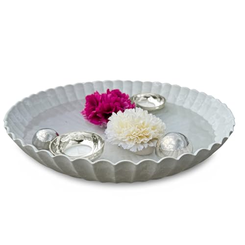 matches21 HOME & HOBBY Miniteich Komplettset mit Ø 35 cm Pflanzschale in Grau geriffelt mit Schwimmkugeln & Teelichtschalen Silber matches21 HOME & HOBBY Miniteich Komplettset mit Ø 35 cm Pflanzschale in Grau geriffelt mit Schwimmkugeln & Teelichtschalen Silber von matches21 HOME & HOBBY
