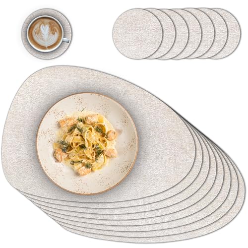 matches21 HOME & HOBBY Ovales Tischset mit Glasuntersetzer im 8er Set - Platzset für Esstisch & Küche Beige meliert - Hitzebeständige PVC Untersetzer abwaschbar matches21 HOME & HOBBY Ovales Tischset mit Glasuntersetzer im 8er Set - Platzset für Esstisch & Küche Beige meliert - Hitzebeständige PVC Untersetzer abwaschbar von matches21 HOME & HOBBY
