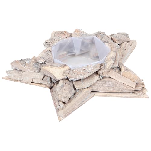 matches21 HOME & HOBBY Pflanzschale Rund in Ø 25 x 5 cm, Dekoschale aus Treibholz - Pflanzkorb mit Folie für Innen & Außen von matches21 HOME & HOBBY