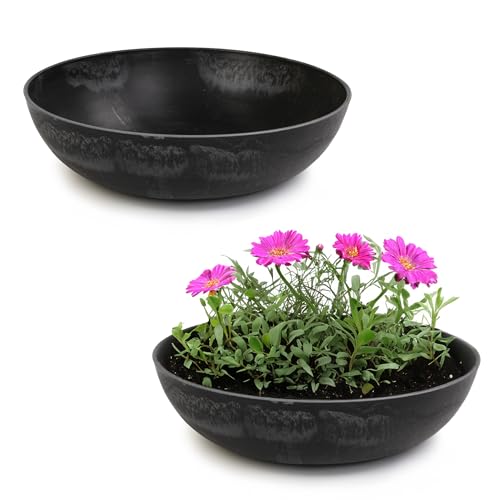 matches21 HOME & HOBBY Pflanzschale für draussen in schwarz marmoriert 30 x 9 cm als wetterfeste Blumen-Schale von matches21 HOME & HOBBY