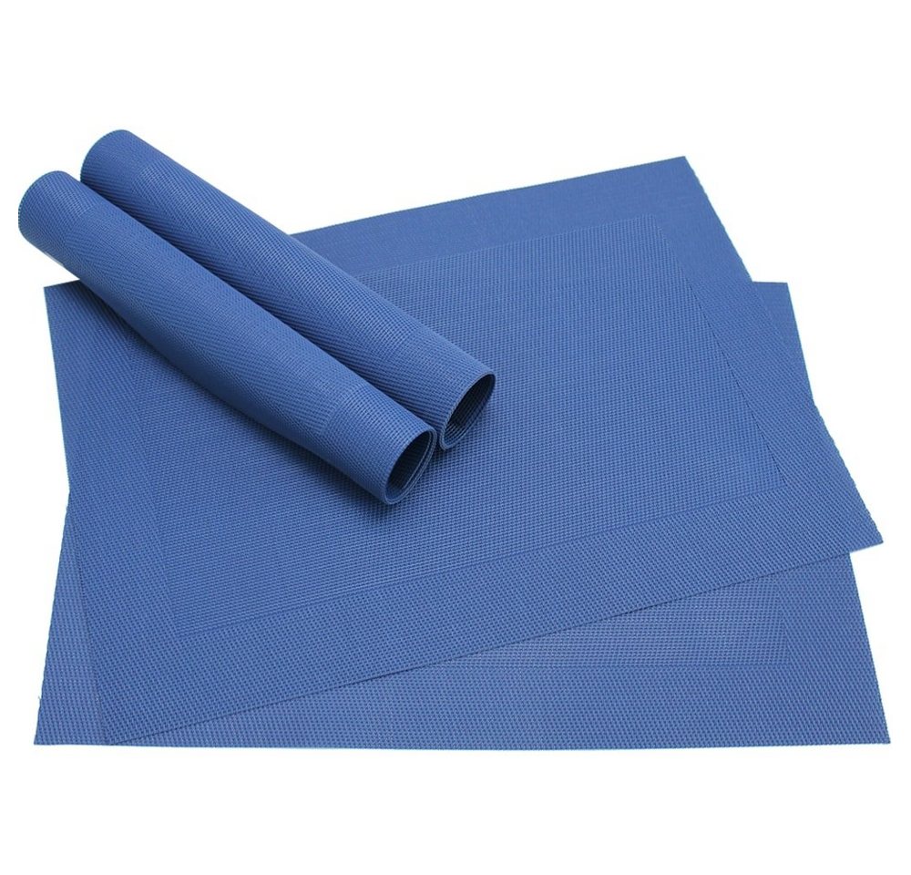 matches21 HOME & HOBBY Platzset Tischset BORDA 4er Blau Tischunterlage als Tischdeko, (4-St), modernes Esstisch Platzdeckchen als abwaschbarer Tischuntersetzer von matches21 HOME & HOBBY