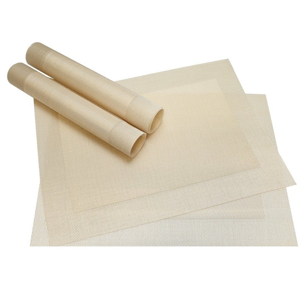 matches21 HOME & HOBBY Platzset Tischset BORDA 4er perlmutt silberweiß Tischunterlage als Tischdeko, (4-St), modernes Esstisch Platzdeckchen als abwaschbarer Tischuntersetzer von matches21 HOME & HOBBY