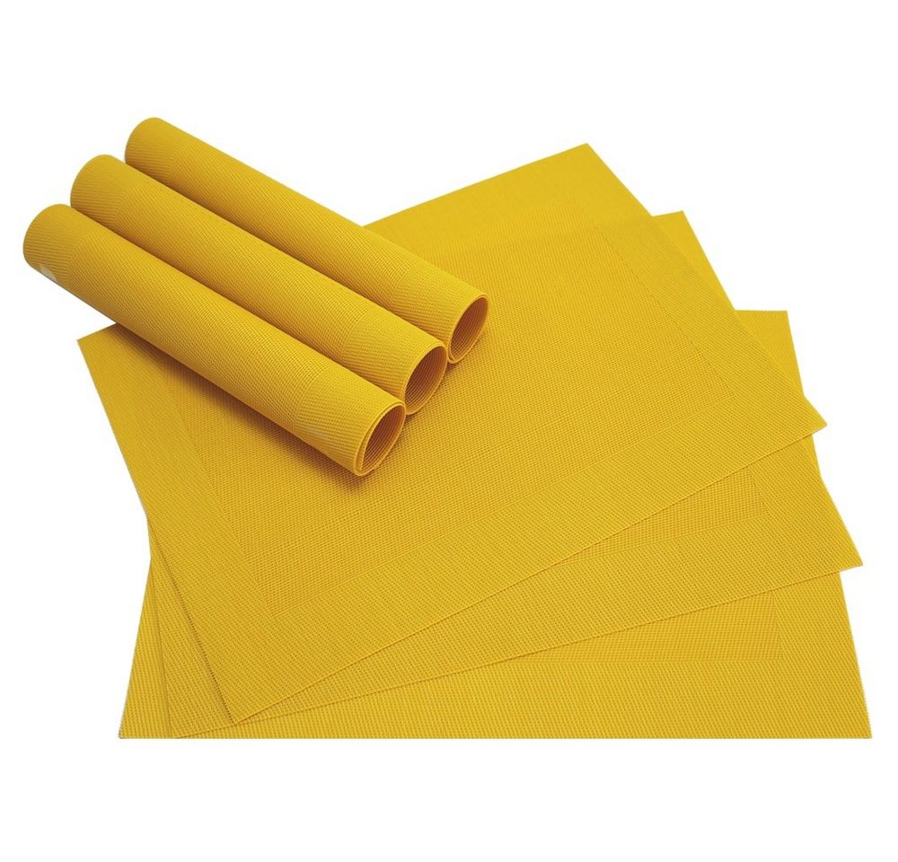 matches21 HOME & HOBBY Platzset Tischset BORDA 6er gelb Tischunterlage als Tischdeko, (6-St), modernes Esstisch Platzdeckchen als abwaschbarer Tischuntersetzer von matches21 HOME & HOBBY