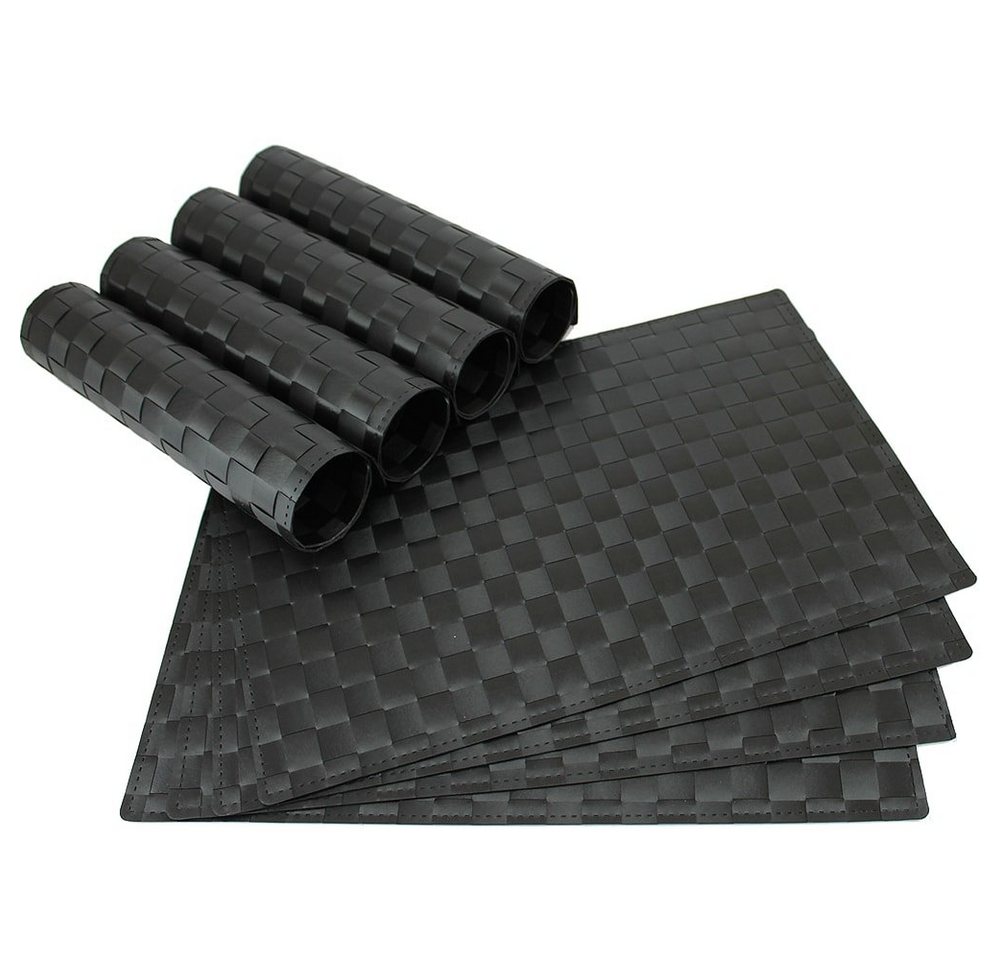 matches21 HOME & HOBBY Platzset Tischset MODERN schwarz 8er Tischunterlage als Tischdeko, (8-St), modernes Esstisch Platzdeckchen als abwaschbarer Tischuntersetzer von matches21 HOME & HOBBY