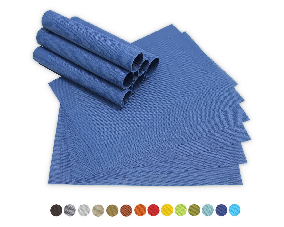 matches21 HOME & HOBBY Platzset Tischsets BORDA 12er Set Blau als Tischuntersetzer, (12-St), Abwaschbare Platzsets als Tischunterlagen für Ess-Tisch Tisch-Deko von matches21 HOME & HOBBY