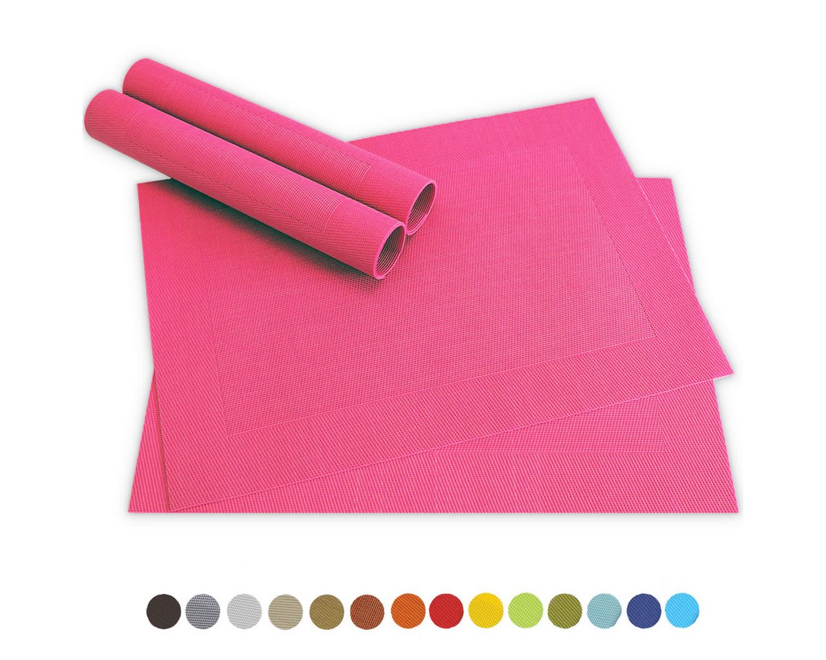 matches21 HOME & HOBBY Platzset Tischsets BORDA 4er Set Pink als Tischuntersetzer, (4-St), Abwaschbare Platzsets als Tischunterlagen für Ess-Tisch Tisch-Deko von matches21 HOME & HOBBY