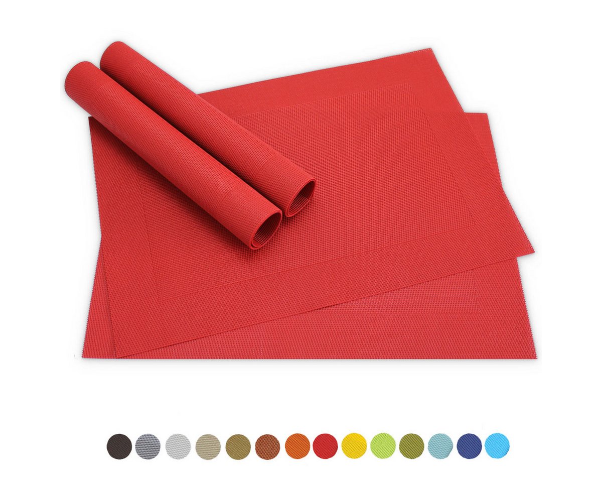 matches21 HOME & HOBBY Platzset Tischsets BORDA 4er Set Rot als Tischuntersetzer, (4-St), Abwaschbare Platzsets als Tischunterlagen für Ess-Tisch Tisch-Deko von matches21 HOME & HOBBY