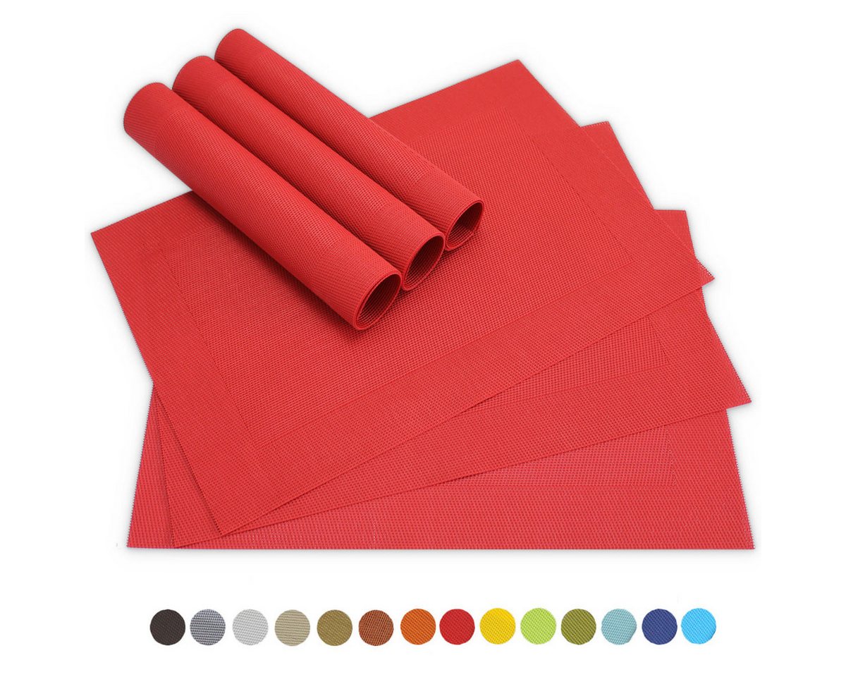 matches21 HOME & HOBBY Platzset Tischsets BORDA 6er Set Rot als Tischuntersetzer, (6-St), Abwaschbare Platzsets als Tischunterlagen für Ess-Tisch Tisch-Deko von matches21 HOME & HOBBY