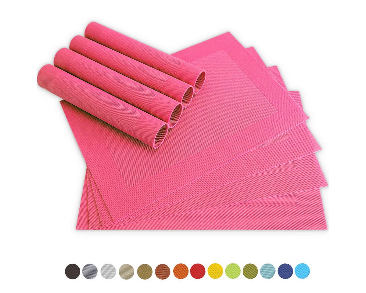 matches21 HOME & HOBBY Platzset Tischsets BORDA 8er Set Pink als Tischuntersetzer, (8-St), Abwaschbare Platzsets als Tischunterlagen für Ess-Tisch Tisch-Deko von matches21 HOME & HOBBY