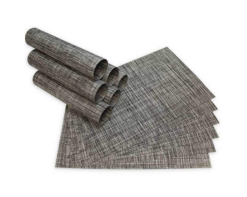 matches21 HOME & HOBBY Platzset Tischsets ELEGANCE 12er Set Grau als Tischuntersetzer, (12-St), Abwaschbare Platzsets als Tischunterlagen für Ess-Tisch Tisch-Deko von matches21 HOME & HOBBY
