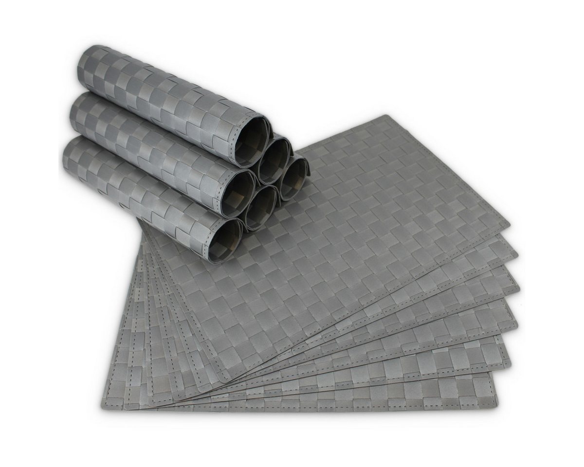 matches21 HOME & HOBBY Platzset Tischsets MODERN 12er Set Grau als Tischuntersetzer, (12-St), Abwaschbare Platzsets als Tischunterlagen für Ess-Tisch Tisch-Deko von matches21 HOME & HOBBY