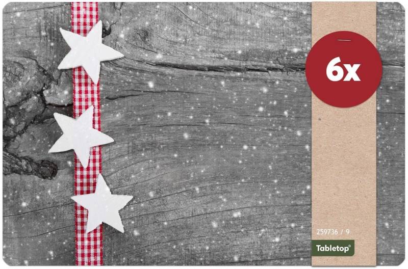 matches21 HOME & HOBBY Platzset Abwaschbare Tischsets 6er Set Weihnachten Sterne & Holz-Optik, (6-St), Platzsets als Tisch-Untersetzer und Tisch-Deko für Esstisch Teller von matches21 HOME & HOBBY