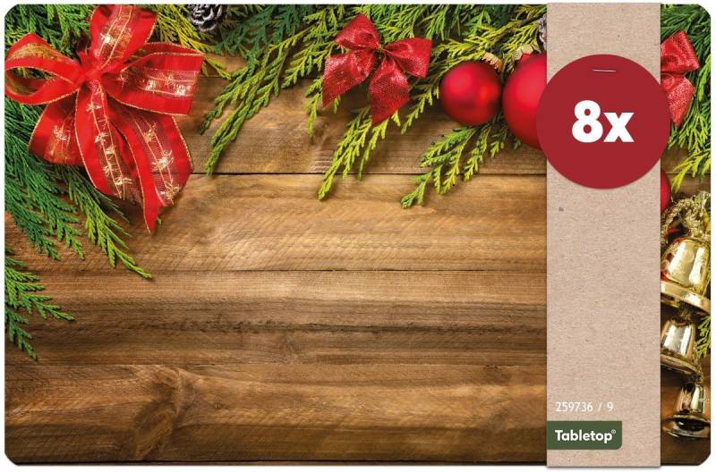 matches21 HOME & HOBBY Platzset Abwaschbare Tischsets 8er Set Weihnachten Deko & Holz, (8-St), Platzsets als Tisch-Untersetzer und Tisch-Deko für Esstisch Teller von matches21 HOME & HOBBY