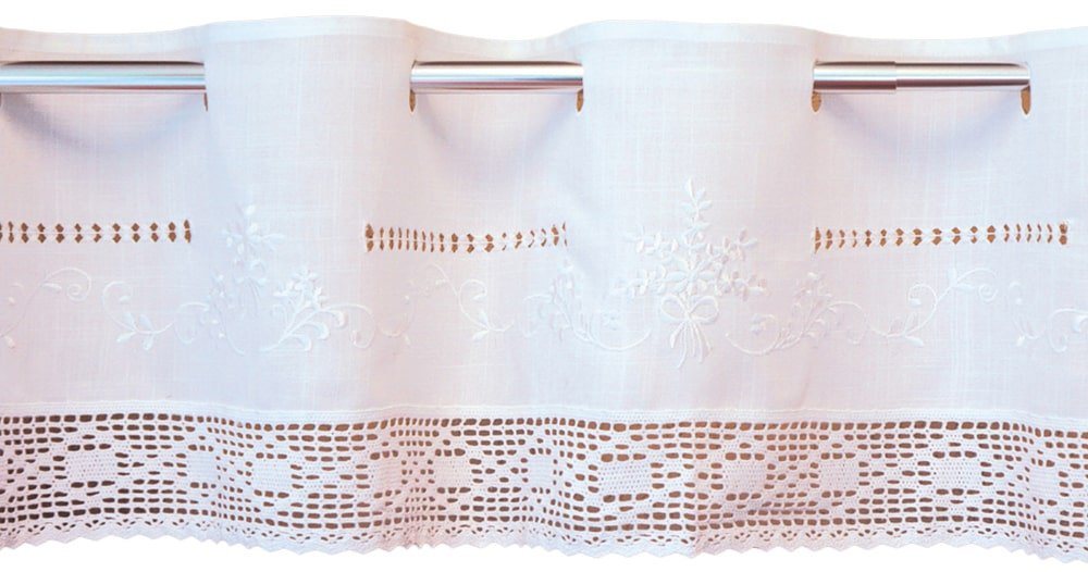 matches21 HOME & HOBBY Scheibengardine Scheiben-Gardinen Landhaus-Stil weiß Spitze 30 x 150 cm, Schlaufen (1 St), Kurz-Gardinen als blickdichter Wohnzimmer Vorhang Küchen-Gardine von matches21 HOME & HOBBY
