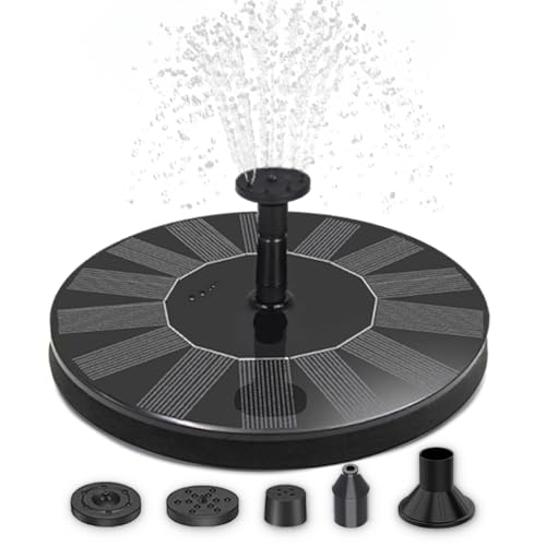 matches21 HOME & HOBBY Solarbrunnen Wasser-Fontäne für draußen - 16 cm Schwimmende Solar Wasserpumpe mit 5 Aufsätzen von matches21 HOME & HOBBY