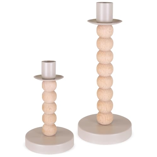 matches21 HOME & HOBBY Stabkerzenhalter 2er Set Holz-Metall Natur-Beige 14 & 20 cm - Moderne Kerzenhalter für Tischdeko matches21 HOME & HOBBY Stabkerzenhalter 2er Set Holz-Metall Natur-Beige 14 & 20 cm - Moderne Kerzenhalter für Tischdeko von matches21 HOME & HOBBY