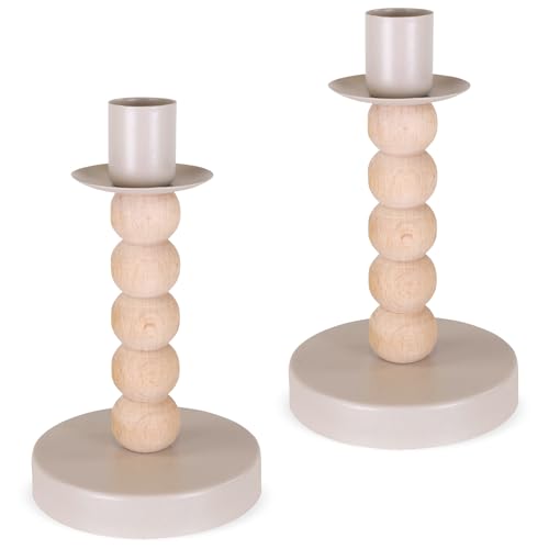 matches21 HOME & HOBBY Stabkerzenhalter 2er Set Holz-Metall Natur-Beige Ø 8 x 14 cm - Moderne Kerzenhalter für Tischdeko matches21 HOME & HOBBY Stabkerzenhalter 2er Set Holz-Metall Natur-Beige Ø 8 x 14 cm - Moderne Kerzenhalter für Tischdeko von matches21 HOME & HOBBY