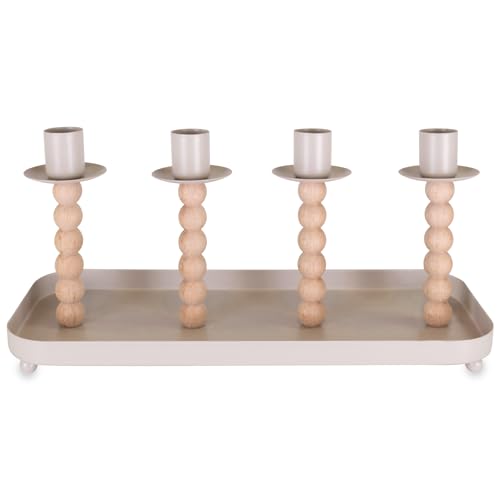 matches21 HOME & HOBBY Stabkerzenhalter 4-Fach auf Tablett Holz-Metall Natur-Beige 29x12 cm - Kerzenhalter für Tischdeko matches21 HOME & HOBBY Stabkerzenhalter 4-Fach auf Tablett Holz-Metall Natur-Beige 29x12 cm - Kerzenhalter für Tischdeko von matches21 HOME & HOBBY
