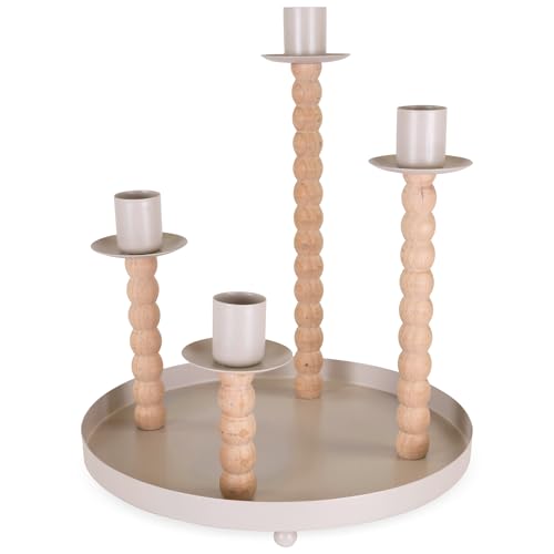 matches21 HOME & HOBBY Stabkerzenhalter 4-Fach auf Tablett Holz-Metall Natur-Beige Ø 20x23 cm - Kerzenhalter für Tischdeko matches21 HOME & HOBBY Stabkerzenhalter 4-Fach auf Tablett Holz-Metall Natur-Beige Ø 20x23 cm - Kerzenhalter für Tischdeko von matches21 HOME & HOBBY