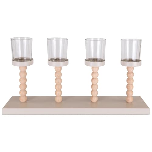 matches21 HOME & HOBBY Teelichthalter 4-Fach auf Tablett Holz-Metall Natur-Beige Ø 38x18 cm - Windlicht mit Glas als Deko matches21 HOME & HOBBY Teelichthalter 4-Fach auf Tablett Holz-Metall Natur-Beige Ø 38x18 cm - Windlicht mit Glas als Deko von matches21 HOME & HOBBY