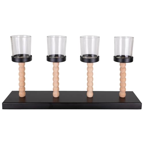 matches21 HOME & HOBBY Teelichthalter 4-Fach auf Tablett Holz-Metall Natur-Schwarz Ø 38x18 cm - Windlicht mit Glas als Deko matches21 HOME & HOBBY Teelichthalter 4-Fach auf Tablett Holz-Metall Natur-Schwarz Ø 38x18 cm - Windlicht mit Glas als Deko von matches21 HOME & HOBBY
