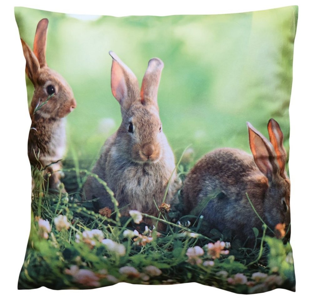 Kissenbezüge Kissen-Bezug putzige Osterhasen 40x40 cm, matches21 HOME & HOBBY (1 Stück), Wohnzimmer Kissen-Hülle als Deko-Kissen Zier-Kissen Sofa-Kissen von matches21 HOME & HOBBY