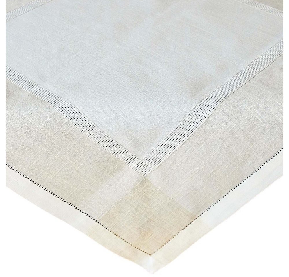 matches21 HOME & HOBBY Tischdecke Tischdecke ALMA Leinenoptik mit Hohlsaum Polyester beige 110 x 110 cm (1-tlg), Pflegeleicht & waschbar bei 30 °C von matches21 HOME & HOBBY