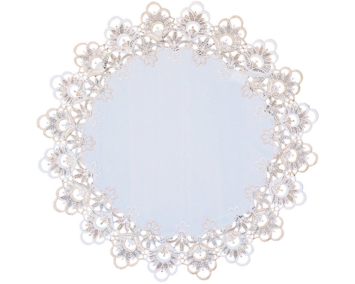 matches21 HOME & HOBBY Tischdecke Tischdecke MIRA filigrane Spitze Jaquard Polyester rund Ø 60 cm (1-tlg), Pflegeleicht & waschbar bei 30 °C von matches21 HOME & HOBBY