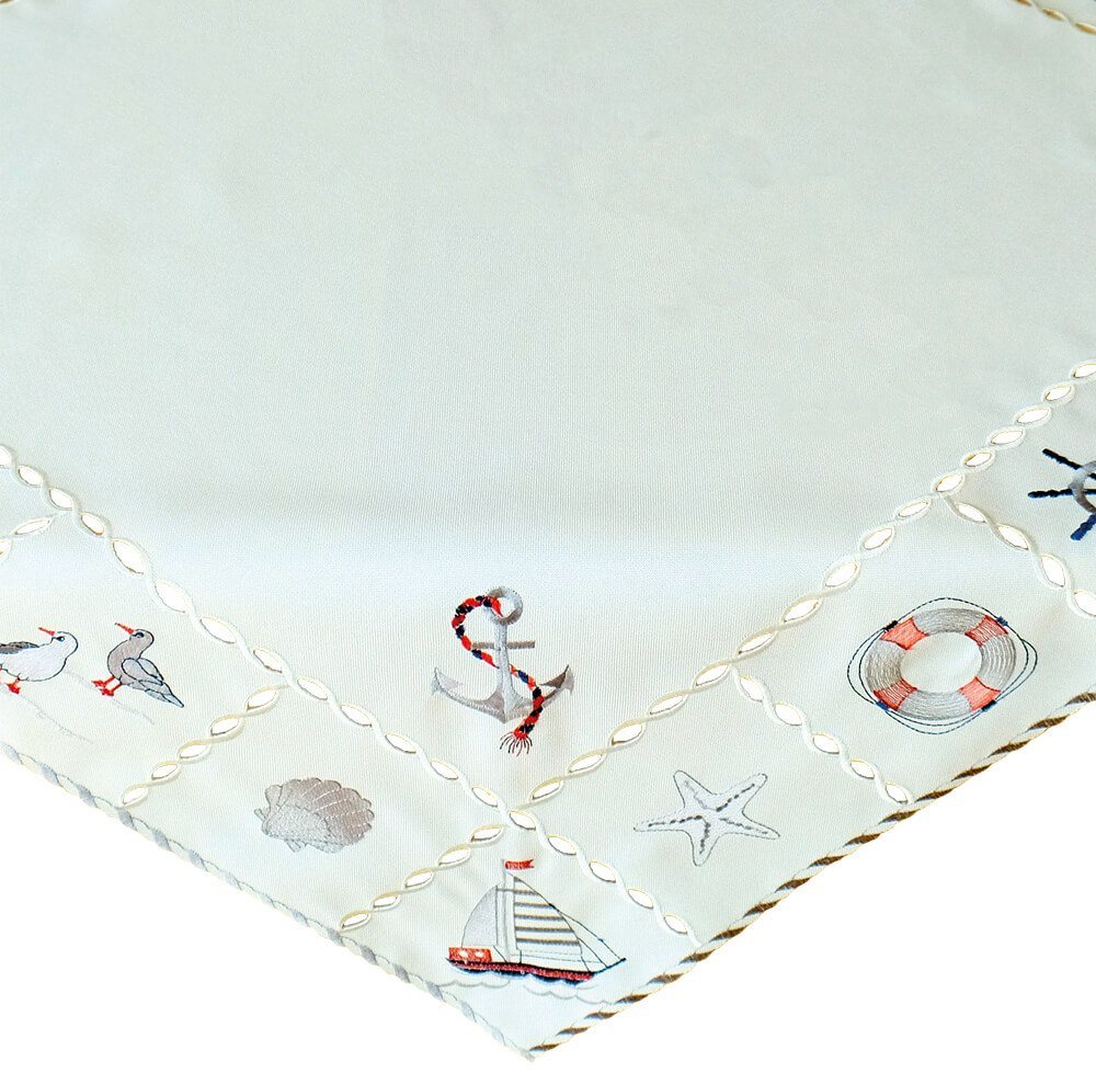 matches21 HOME & HOBBY Tischdecke Tischdecke NINA maritime Stickerei & Cutouts Polyester 85 x 85 cm (1-tlg), Pflegeleicht & waschbar bei 30 °C von matches21 HOME & HOBBY