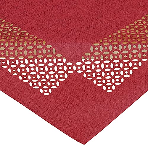 matches21 HOME & HOBBY Tischdecke REA 85 x 85 cm Elegante Cutwork-Bordüre - Moderne rote Mitteldecke aus Polyester von matches21 HOME & HOBBY