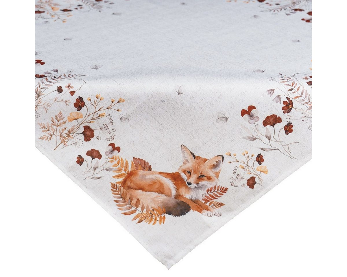 matches21 HOME & HOBBY Tischdecke Tischdecke COCO niedlicher Fuchs Herbst Laub Polyester 85 x 85 cm (1-tlg), Pflegeleicht & waschbar bei 30 °C von matches21 HOME & HOBBY