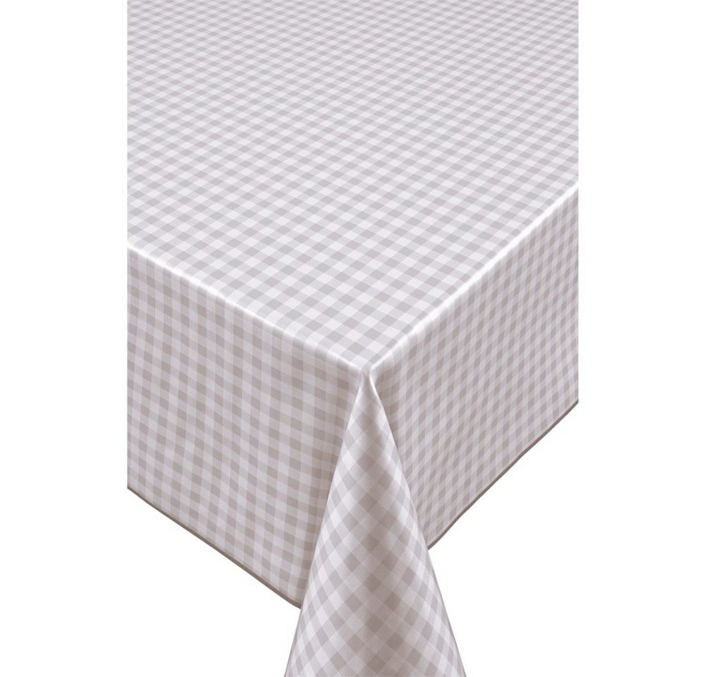 matches21 HOME & HOBBY Tischdecke Wasserdichte Garten-Tischdecke Kariert grau weiß 140 cm (1-tlg), Wetterfestes Outdoor Außen Tisch-Tuch rund seiden-matt Vlies von matches21 HOME & HOBBY