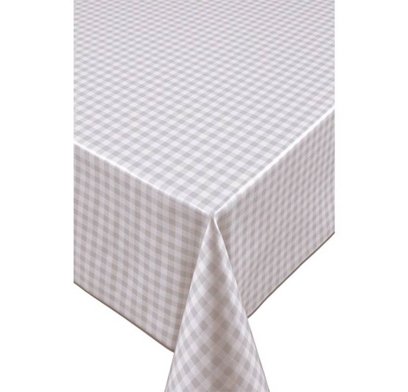 matches21 HOME & HOBBY Tischdecke Wasserdichte Garten-Tischdecke Kariert grau weiß 140 cm (1-tlg), Wetterfestes Outdoor Außen Tisch-Tuch rund seiden-matt Vlies von matches21 HOME & HOBBY