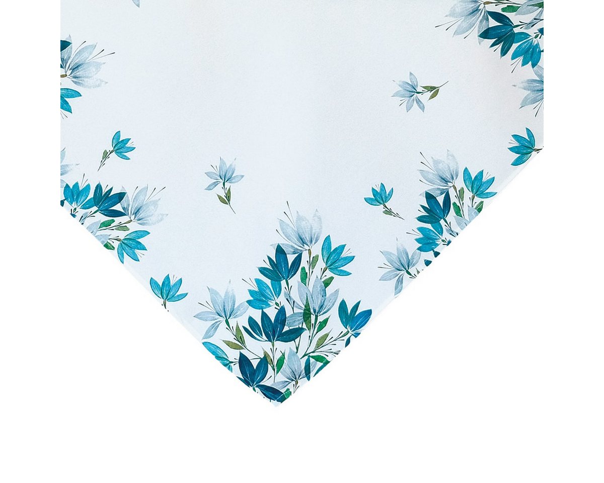 matches21 HOME & HOBBY Tischdecke Tischdecke LOREEN Blumen Druck Polyester weiß-blau aqua 85 x 85 cm (1-tlg), Pflegeleicht & waschbar bei 30 °C von matches21 HOME & HOBBY