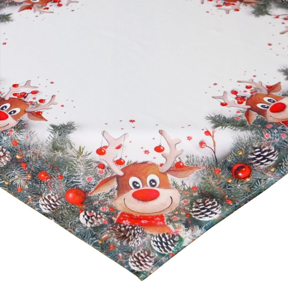 matches21 HOME & HOBBY Tischdecke Tischdecke LIVIA lustiges Rentier Weihnachten Polyester 85 x 85 cm (1-tlg), Pflegeleicht & waschbar bei 30 °C von matches21 HOME & HOBBY