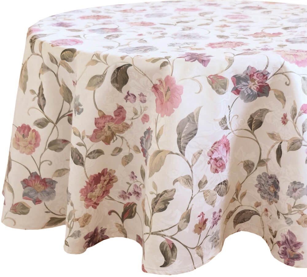 matches21 HOME & HOBBY Tischdecke Tischdecke DANJA florales Muster Landhaus Polyester rund Ø 130 cm (1-tlg), Pflegeleicht & waschbar bei 30 °C von matches21 HOME & HOBBY