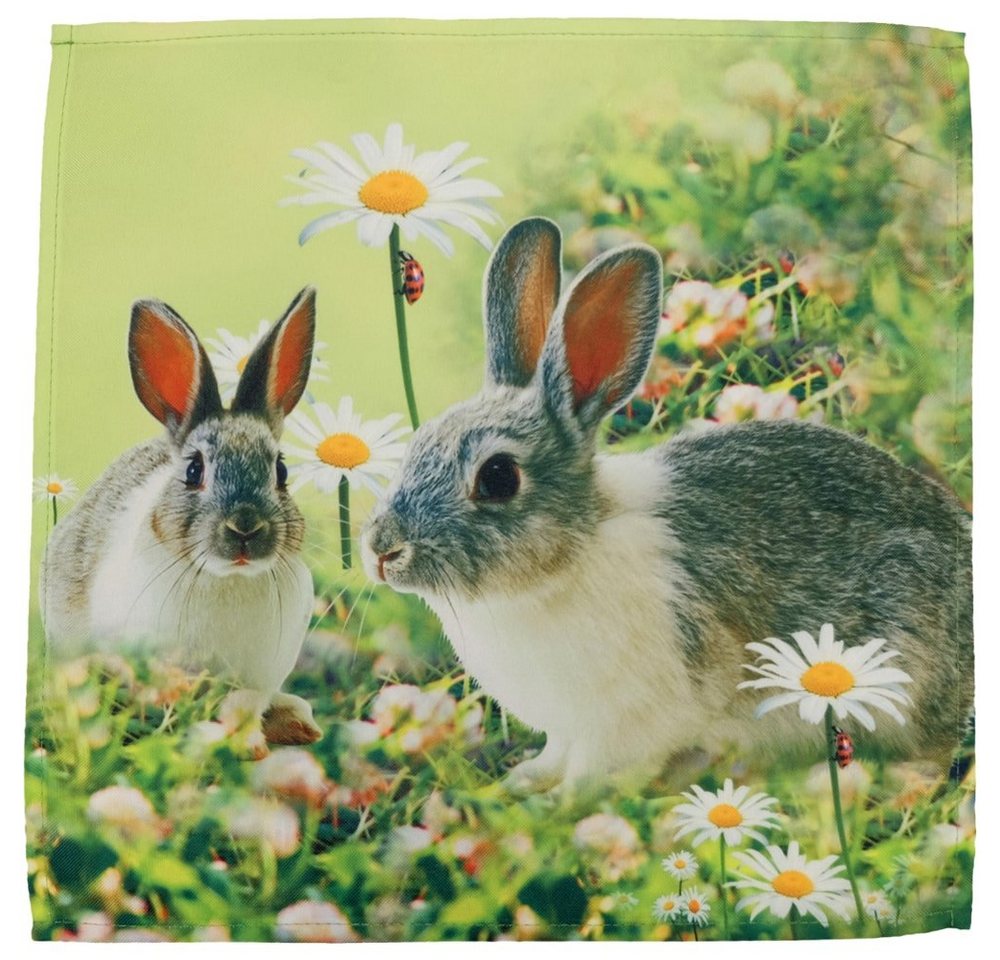 matches21 HOME & HOBBY Tischdecke Tischdeckchen PIA Hasen Fotodruck Ostern Polyester 30 x 30 cm (1-tlg), Pflegeleicht & waschbar bei 30 °C von matches21 HOME & HOBBY