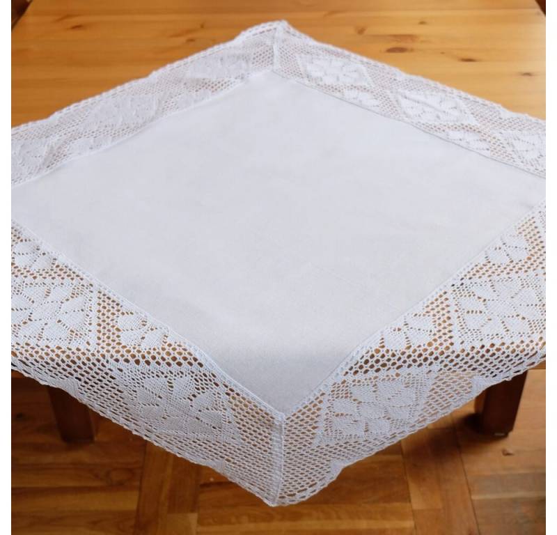 matches21 HOME & HOBBY Tischdecke Tischdecke JANA feine Häkelkante Landhausstil Polyester 85 x 85 cm (1-tlg), Pflegeleicht & waschbar bei 30 °C von matches21 HOME & HOBBY