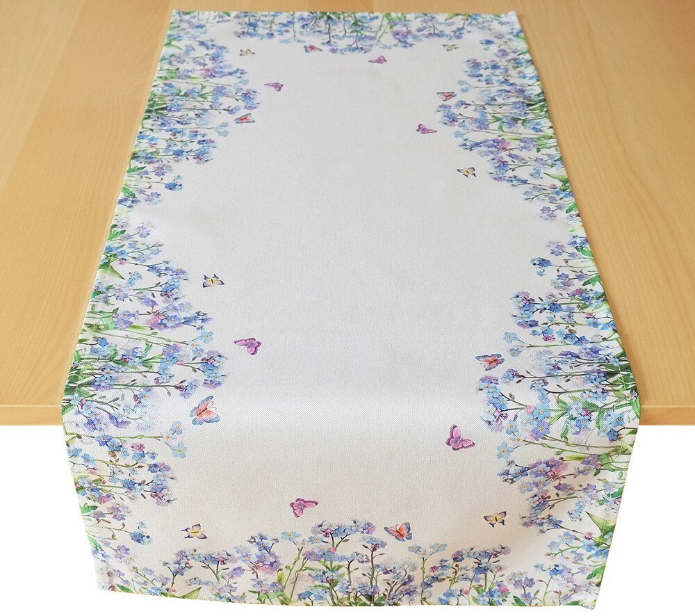 matches21 HOME & HOBBY Tischdecke Tischläufer Druck bunt Blumen, Schmetterlingen 40x90 cm (1-tlg) von matches21 HOME & HOBBY