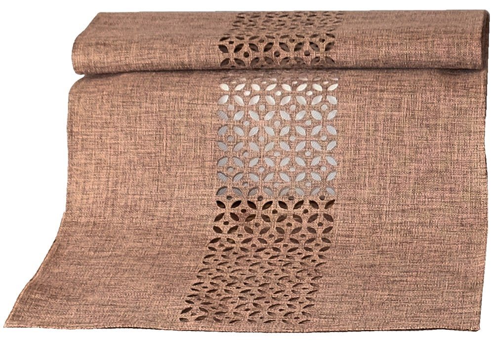 matches21 HOME & HOBBY Tischdecke Tischläufer Durchbrochene Ornamente dunkelbraun 40x90 cm (1-tlg) von matches21 HOME & HOBBY