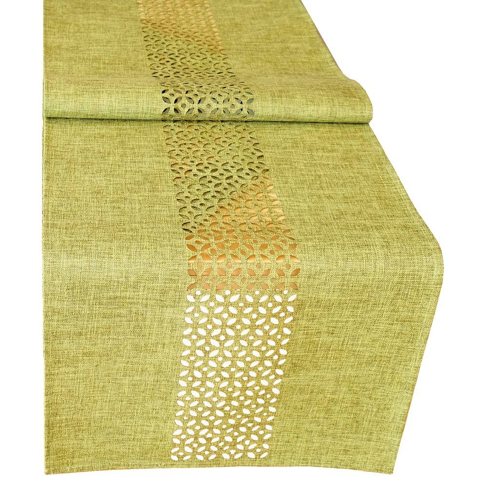 matches21 HOME & HOBBY Tischdecke Tischläufer Durchbrochene Ornamente grün 40x140 cm (1-tlg) von matches21 HOME & HOBBY