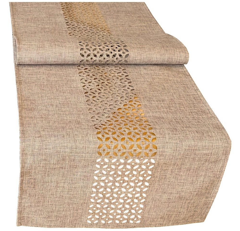 matches21 HOME & HOBBY Tischdecke Tischläufer Durchbrochene Ornamente hellbraun 40x140 cm (1-tlg) von matches21 HOME & HOBBY