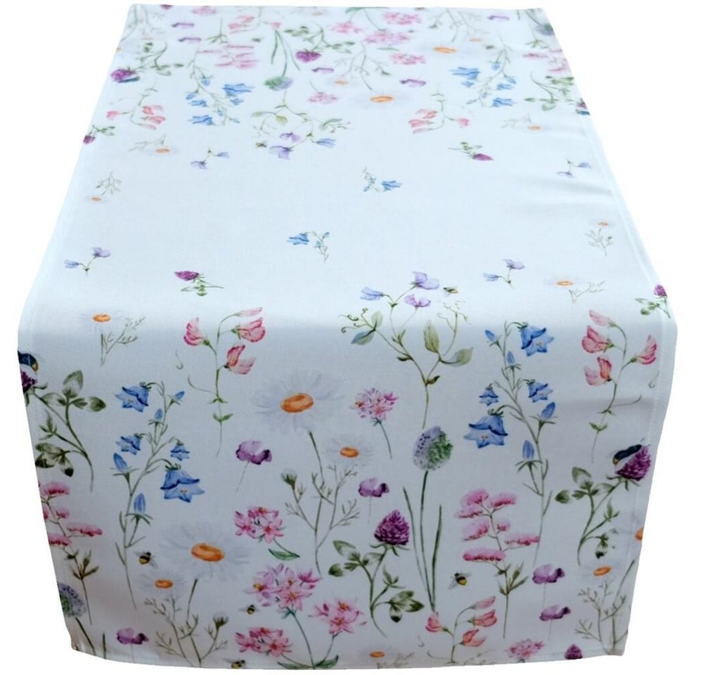 matches21 HOME & HOBBY Tischdecke Tischläufer NORA Wiesenblumen Mitteldecke bunt Polyester 40 x 90 cm (1-tlg), Pflegeleicht & waschbar bei 30 °C von matches21 HOME & HOBBY