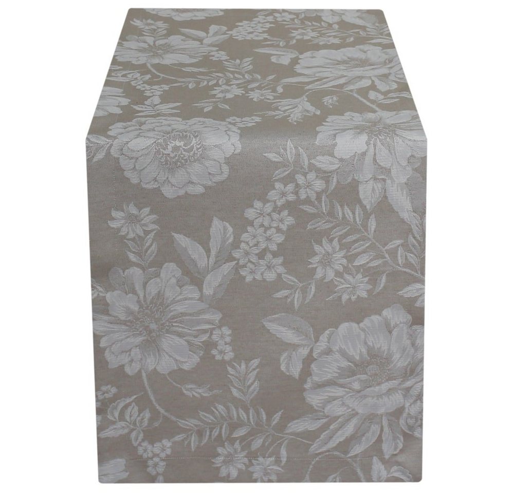 matches21 HOME & HOBBY Tischdecke Tischläufer WANDA Blumen hellbraun Poly Baumwolle 40x100 cm (1-tlg) von matches21 HOME & HOBBY