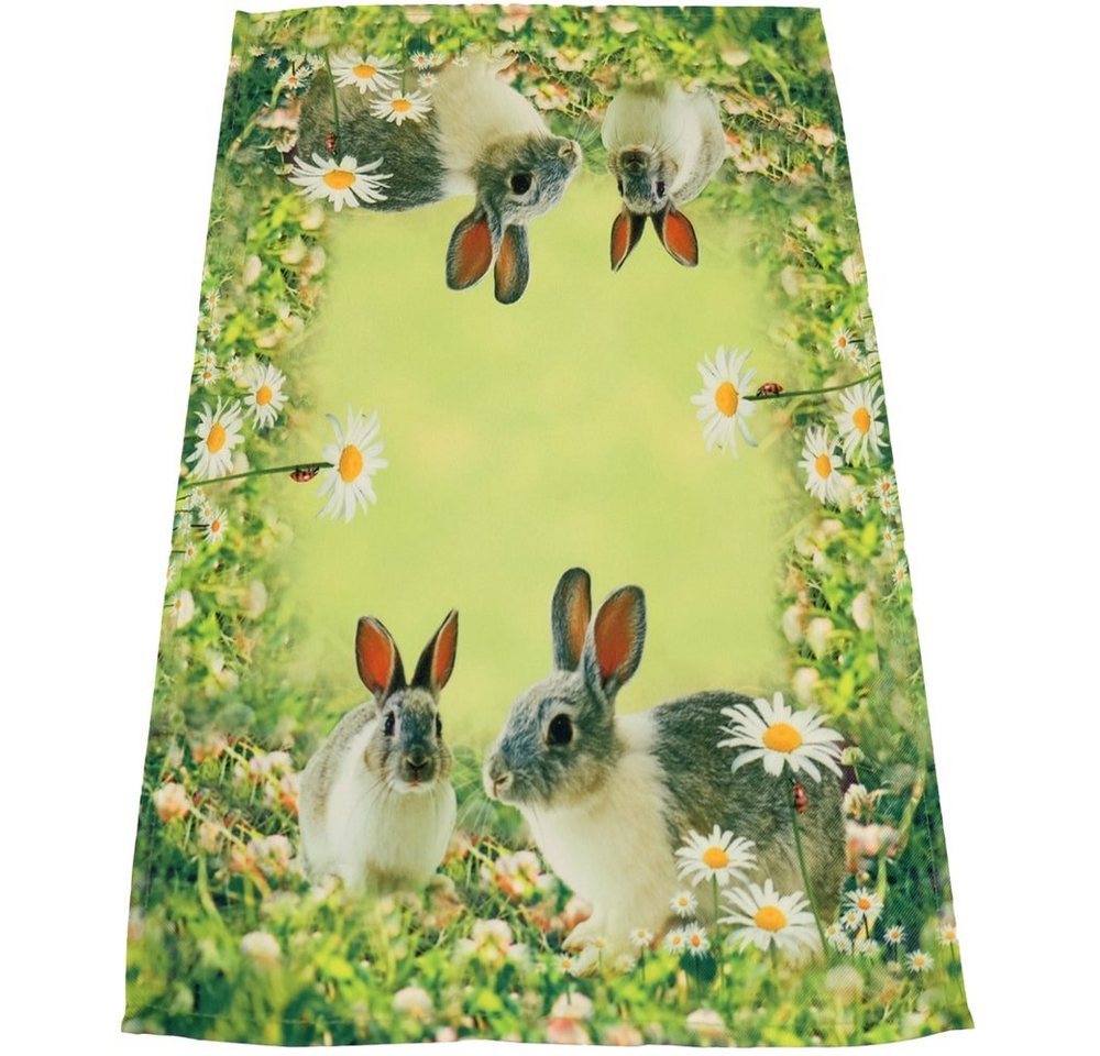 matches21 HOME & HOBBY Tischdecke Tischläufer süße Hasen & Wiese Ostern Fotodruck bunt 70x30 cm (1-tlg) von matches21 HOME & HOBBY