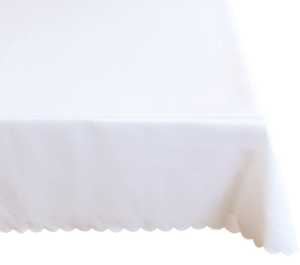 matches21 HOME & HOBBY Tischdecke Tischdecke STELLA Wellenrand einfarbig Polyester weiß 110 x 160 cm (1-tlg), Pflegeleicht & waschbar bei 40 °C von matches21 HOME & HOBBY