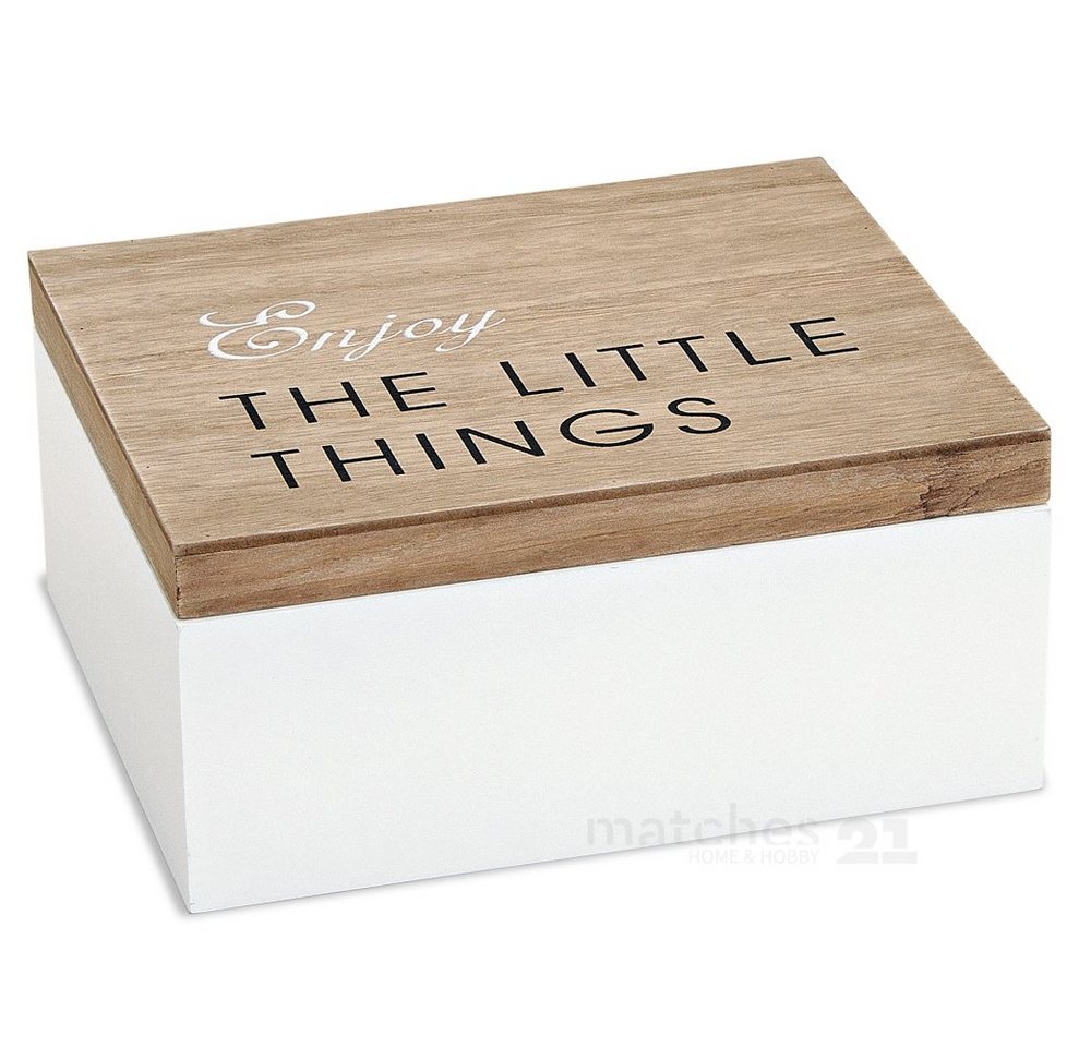 matches21 HOME & HOBBY Vorratsdose Kleine Holzkiste mit Deckel in weiß natur 22 x 18 x 10 cm, Holz, (1-tlg), Eckige Holzbox als Aufbewahrungsbox Schmuckkiste oder Teebox von matches21 HOME & HOBBY